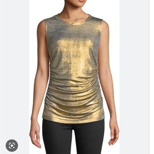 💝MYNE:)💐🦋 💙🎀 Kobi Halperin Paige Blue Metallic Ruched Tank Shell Top 🎀💙 size XS!